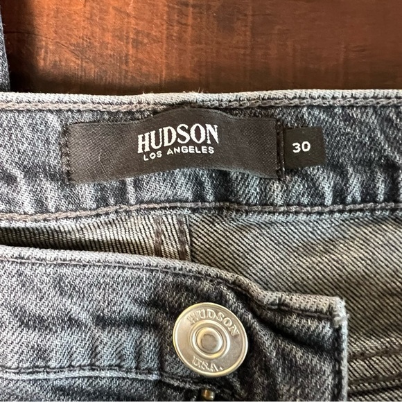 HUDSON Jeans Remi Straight Crop Jeans Black Wash Distressed Denim Size 30 - Picture 9 of 12
